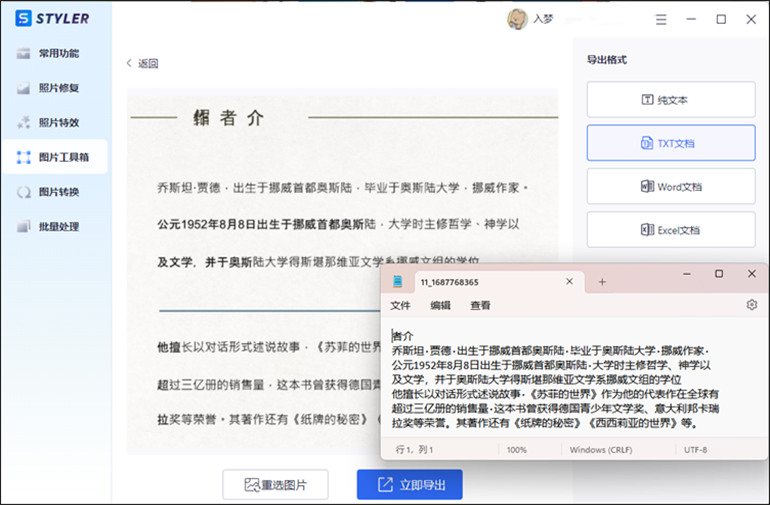 styler软件进行图片转文字